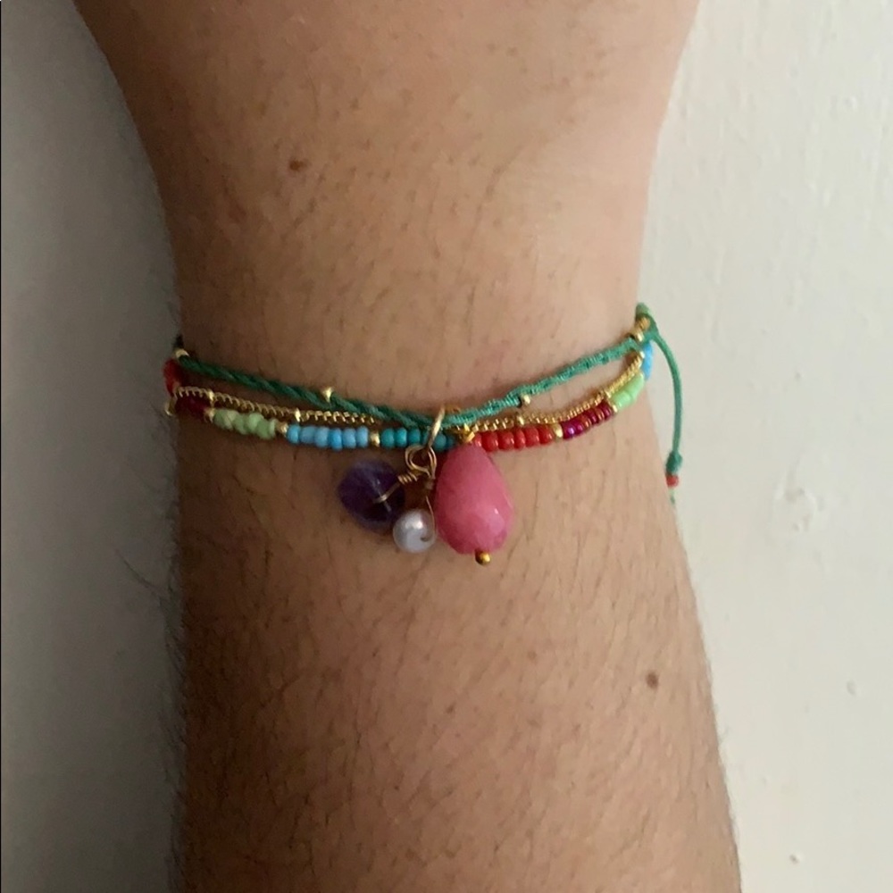 Alvaro Avila MultLayer Bracelet w/ SP Stones Green